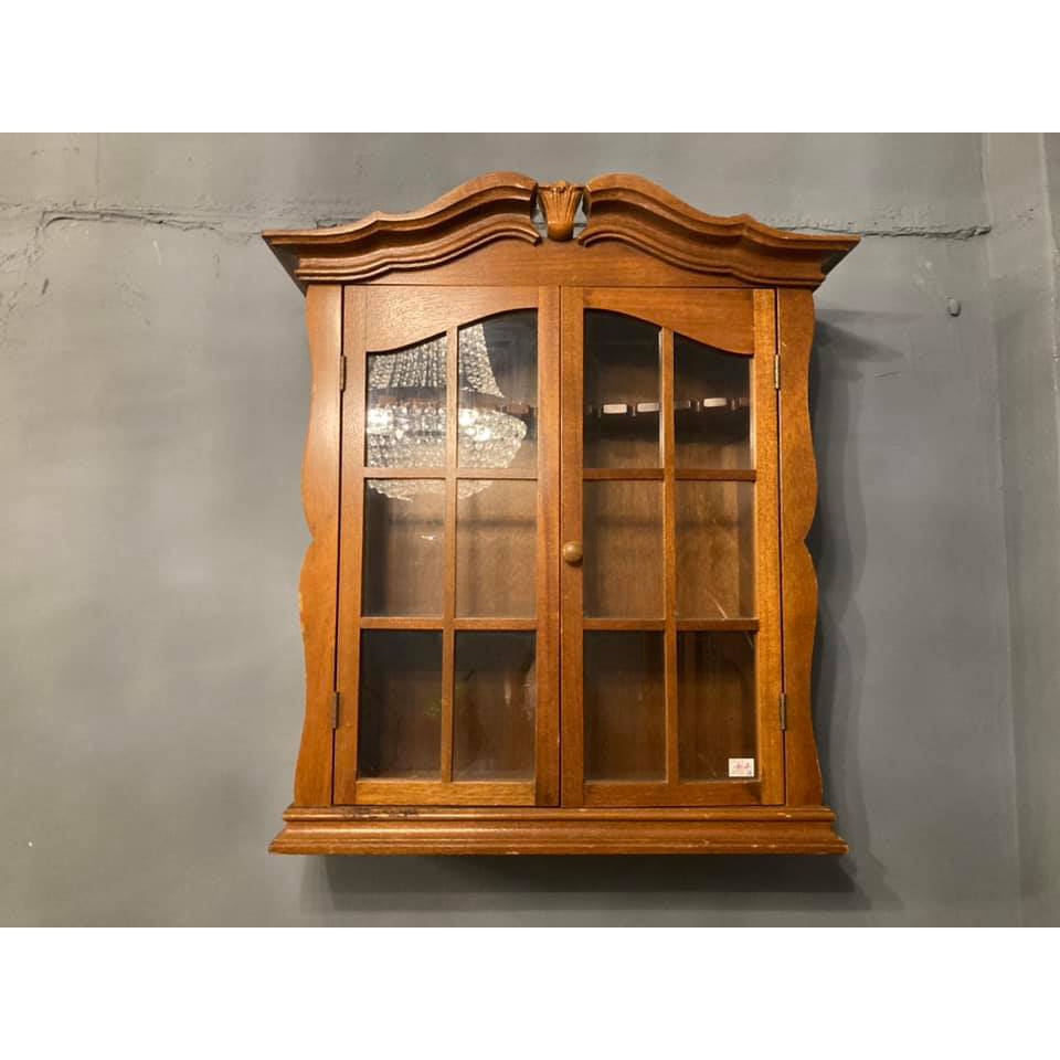 #19世紀  法國手工橡木壁掛收藏展示玻璃壁掛櫃#523156