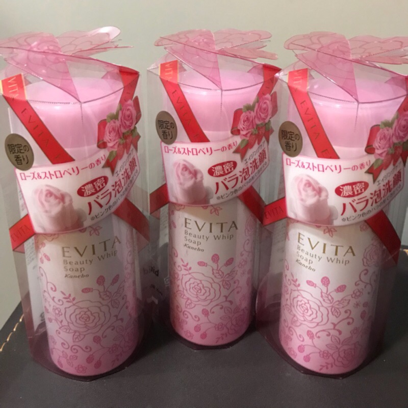 日本🇯🇵限定 Kanebo EVITA 粉紅玫瑰花🌹泡沫洗顏慕絲-保濕、細緻～現貨，日本原裝