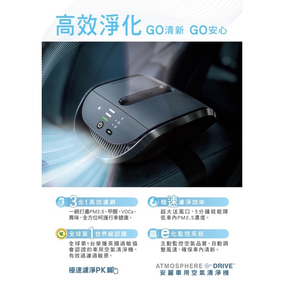 全新公司貨 安麗Amway 車用空氣清淨機ATMOSPHERE DRIVE(只有一台）