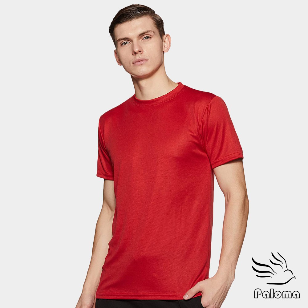 【Paloma】台灣製極涼感網眼排汗衫-紅色 男T 短T T恤
