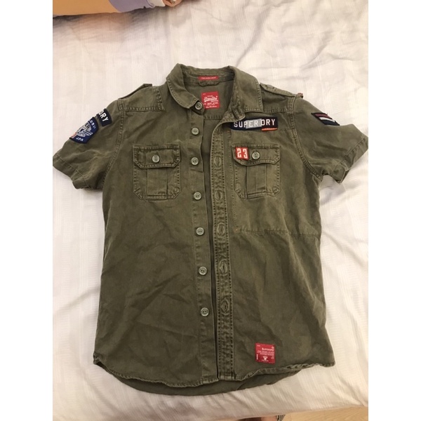 Superdry 極度乾燥 短袖軍裝襯衫 軍綠 M號