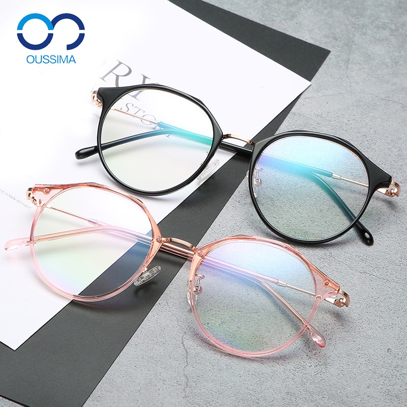 OUSSIMA歐斯邁防藍光眼鏡近視女圓臉可配變色近視眼鏡平鏡眼鏡框女網紅款10041