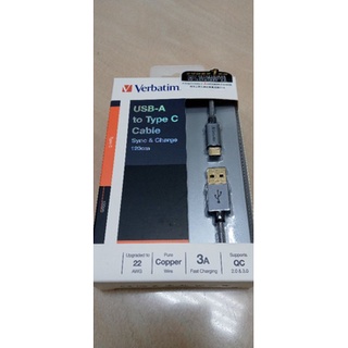 Verbatim 威寶 USB-A to Type C 3A 120cm 彈性護套編織 充電傳輸線