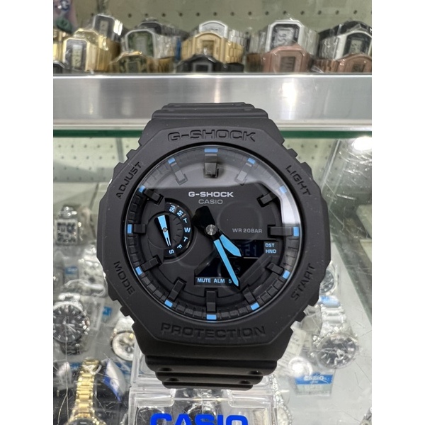 【金台鐘錶】CASIO卡西歐 G-SHOCK 超人氣的八角錶殼 (黑x藍) 農家橡樹 GA-2100-1A2