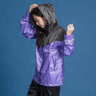 [安信騎士] BRIGHTDAY 御風者 兩件式 風雨衣 紫 雨衣 時尚亮光布材質