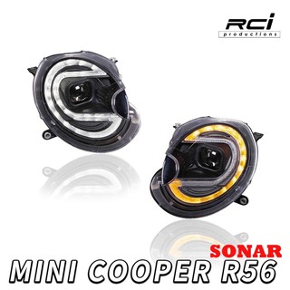 SONAR MIT 臺製 新款 MINI COOPER R56 專用遠近切換 魚眼大燈組 雙色功能 LED方向燈 日行燈