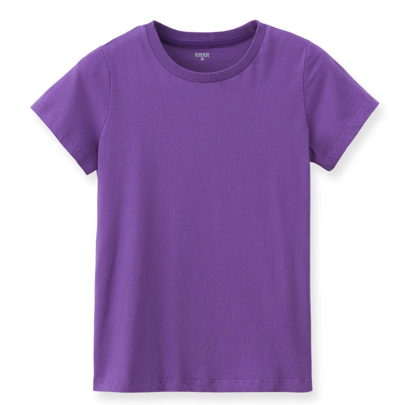 【ERSS】經典純棉圓領素色T恤 - 女 灰紫 K70034