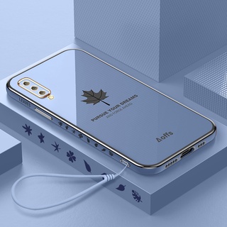 SAMSUNG 楓葉風格外殼三星A750 A7 2018方形手機殼軟鍍殼保護套