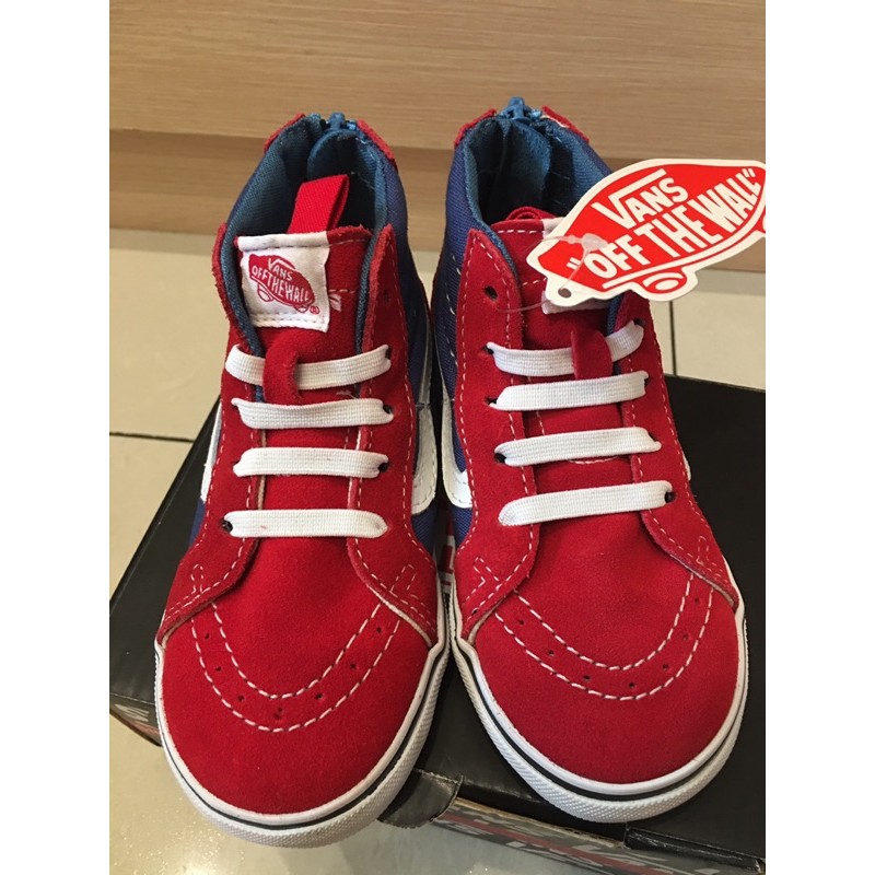 全新 VANS 紅藍拼接 高筒 童鞋 13cm