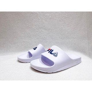FILA 中性款白色一片式防水休閒涼拖鞋 4S355Q113