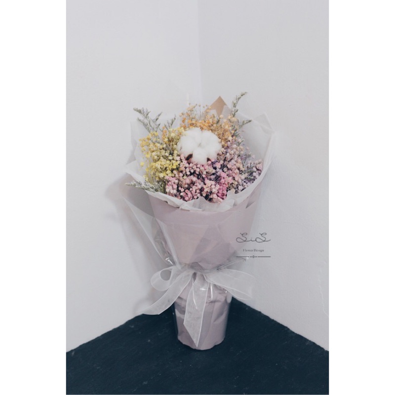 現貨 韓式花朵木棉滿天星花束乾燥花捧花畢業花束情人節花束滿天星乾燥花永生花不凋花高雄面交 蝦皮購物