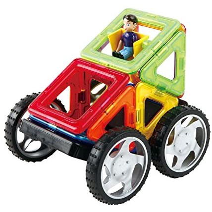 二手-Magformers 驚喜汽車組（12件入）少4個三角形磁性積木、益智磁磚組、STEM 磁性構造玩具組，包含輪子