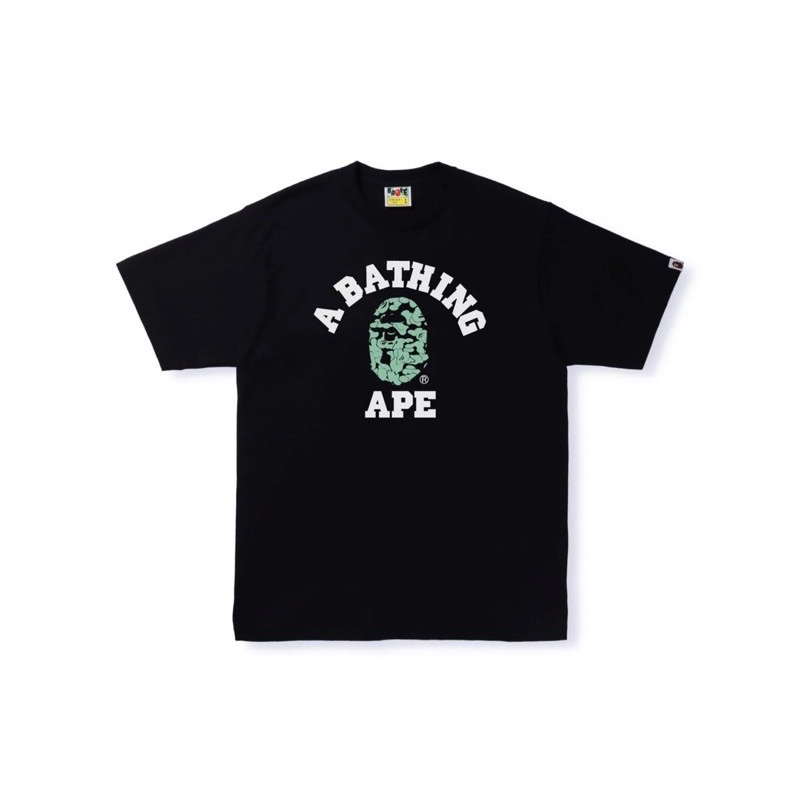 BAPE TEXT CODE CAMO COLLEGE TEE 夜光 猿人頭 短袖