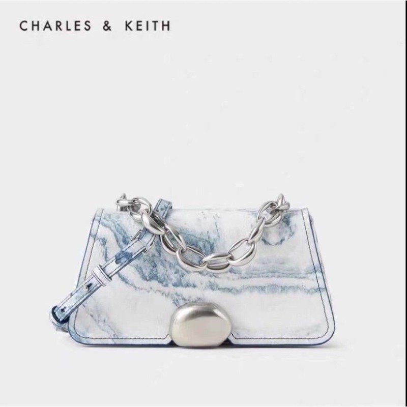 🔥正版🔥小ck CHARLES&amp;KEITH 2020秋冬新款 金釦梯形鏈條包 手拿包 側背包 肩背包
