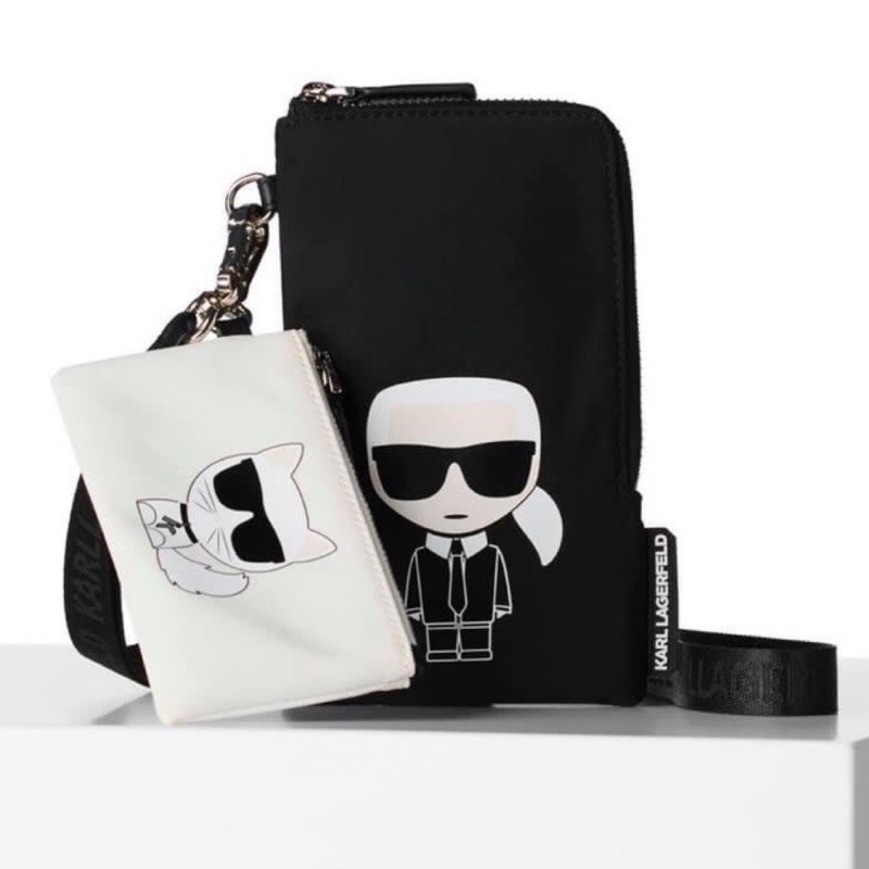 ✴Sparkle歐美精品✴ Karl Lagerfeld歐版 老佛爺貓咪Ikonik尼龍雙掛袋 手機包 雙包組 預購