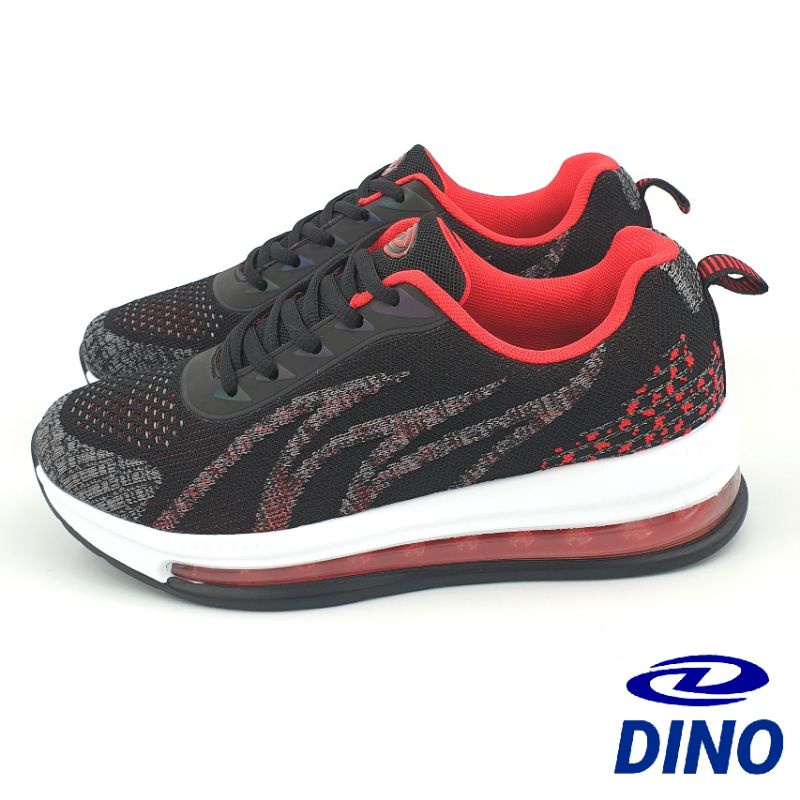 【MEI LAN】DINO (女) 飛織 透氣 全氣墊 慢跑鞋 運動鞋 避震 防臭 Q彈 3670 黑紅 另有黑色