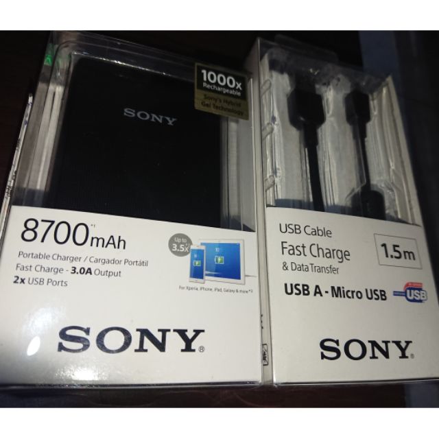 全新 SONY 原廠 CP-V9/B 8700mah 行動電源 + MicroB USB 1.5m CP-AB150/B