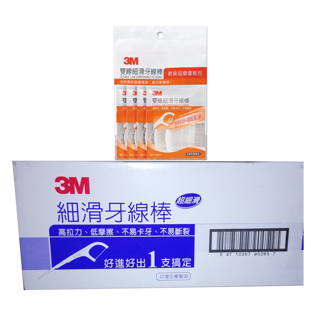 3M 雙線細滑牙線棒1箱=2304支(18袋x4包x32支)