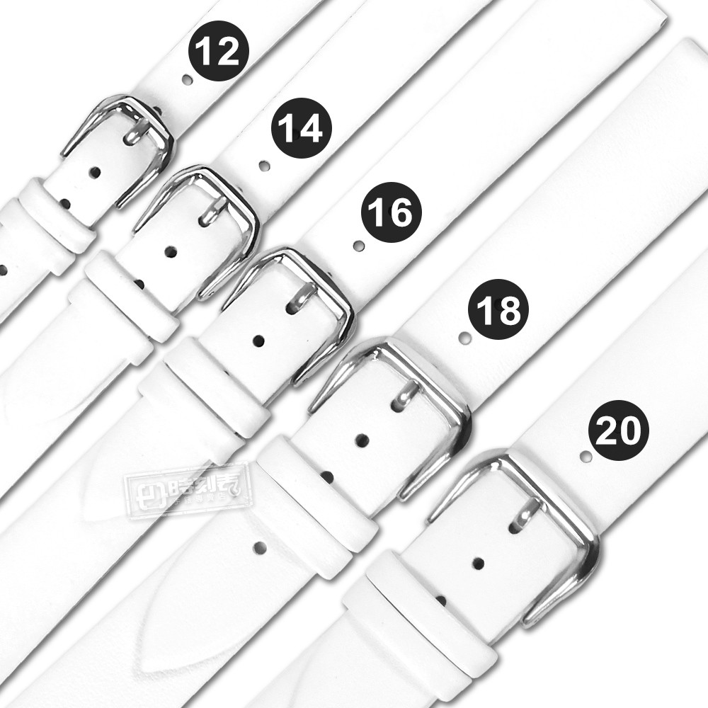 Watchband / 12.14.16.18.20 mm / 超薄 各品牌通用 簡約經典 真皮錶帶 不鏽鋼扣頭 白色