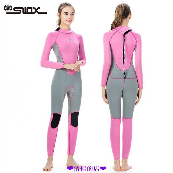 【cc】SLINX2019新款 3mm女潛水衣 女款3MM連體防寒衣 加厚長袖 保暖防曬 女連體潛水服