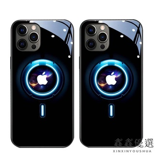 【現貨免運】IPhone 13 手機殼 LED來電發光 聲控閃光 蘋果玻璃殼 12 11Pro ma