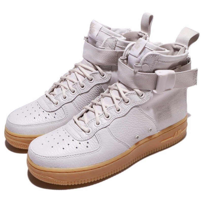 NIKE W SF AIR FORCE 1 MID 荔枝皮革籃球鞋(灰膠底)AA3966-005 AF1女