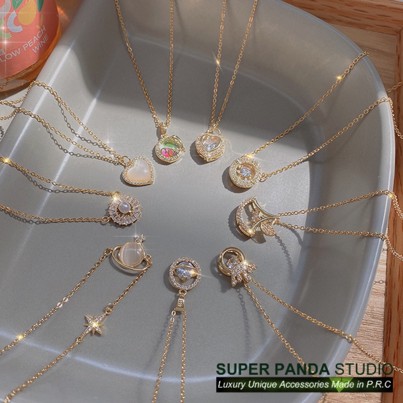 Super PANDA 鈦鋼配飾高級珍珠吊墜 18K 鍍金首飾*&amp;*&amp;