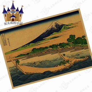 神奈川衝浪里復古海報富岳三十六景日本居酒屋牛皮紙裝飾畫牆紙壁紙 蝦皮購物