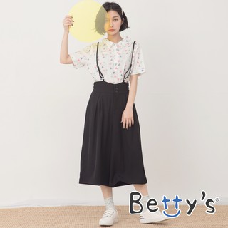 betty’s貝蒂思(01)長版吊帶排釦寬褲(黑色)
