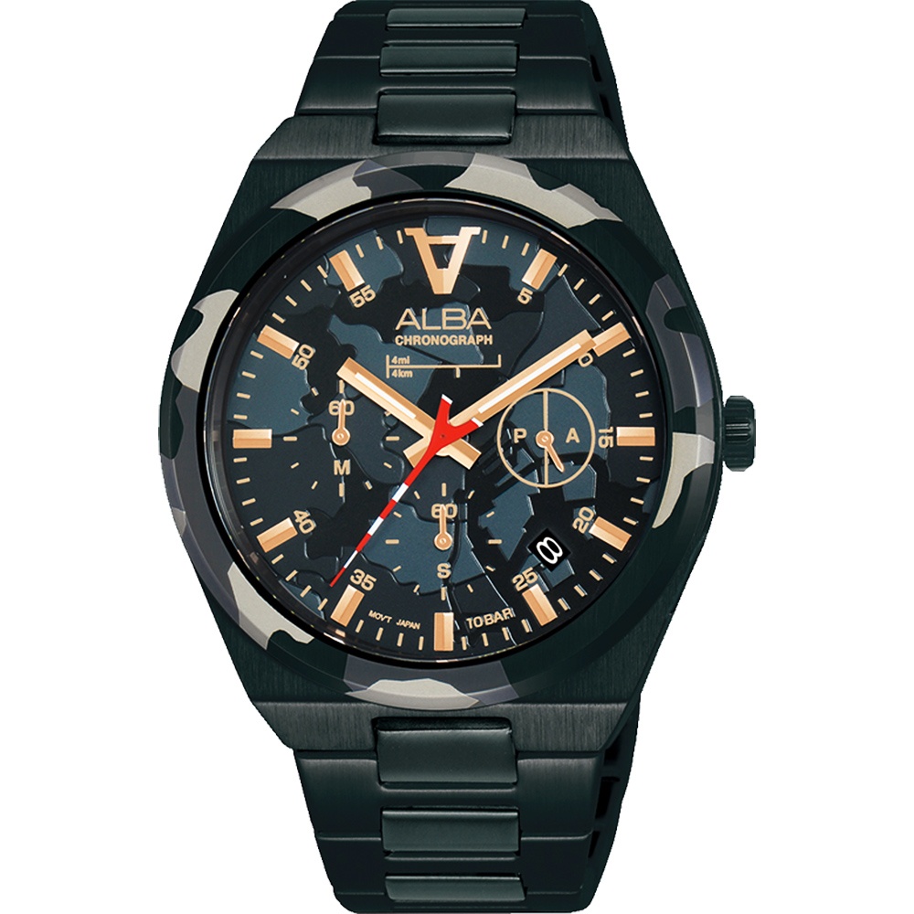 ALBA 雅柏 東京印象計時手錶41mm (AT3H79X1/VD53-X387SD) 中性款 男錶 迷彩錶盤