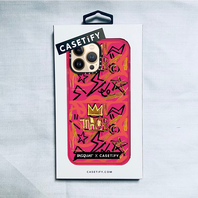 Casetify X BASQUIAT 紅色塗鴉玫瑰粉色手機殼 IPhone 13 12 11 Pro MAX Mini