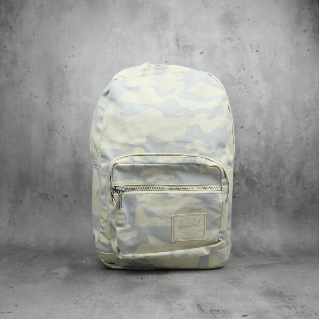 Herschel pop quiz cotton canvas系列 多夾層 電腦 後背包 棉帆布 金屬扣具 迷彩白