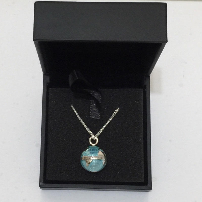 全新 德國精品 Thomas Sabo 世界地球 地圖 銀飾 水藍色 珠珠項鍊 女經典湛藍地球純銀墜飾 含鍊子