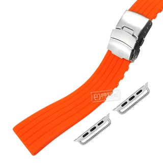 Apple Watch / 蘋果手錶替用錶帶 蘋果錶帶 可剪裁 不鏽鋼扣頭 矽膠錶帶 橘色 / 836-12-OE-S
