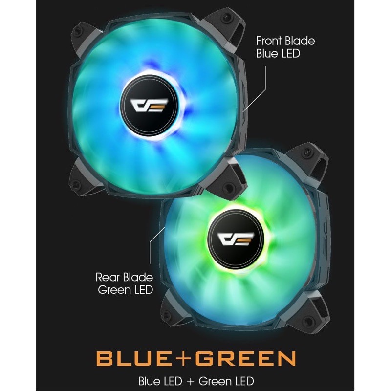 【電腦工廠】darkFlash ZR12 LED PWM雙扇葉電腦散熱風扇-雙色 12CM溫控機殼風扇 高效散熱