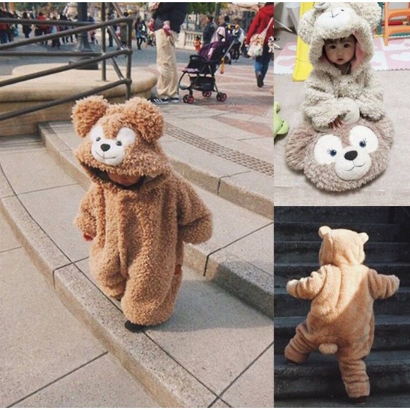 現貨19達菲小熊新生嬰兒連體服秋冬裝寶寶外出居家哈衣爬服睡衣迪士尼duffy熊寶寶連體褲睡衣居家服 蝦皮購物