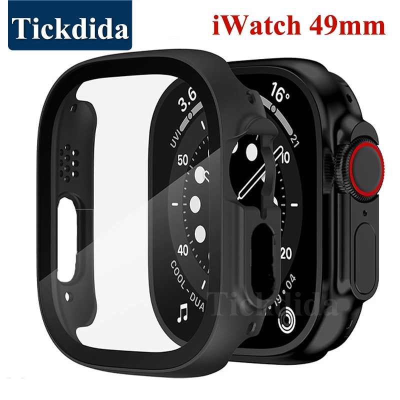適用於 Apple Watch Ultra 49mm 錶殼 + 鋼化玻璃全包式屏幕保護膜保護殼, 適用於 iWatch