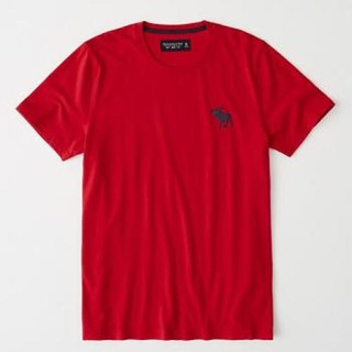 Abercrombie & Fitch 男裝 電繡 T恤 短袖 素T 圓領 純棉上衣 A63650 紅色AF(現貨)