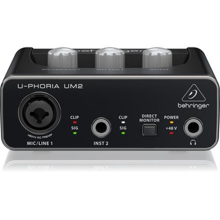 【三木樂器】德國 Behringer 耳朵牌 U-PHORIA UM2 USB 錄音介面 幻象電源 音效卡 宅錄 百靈達