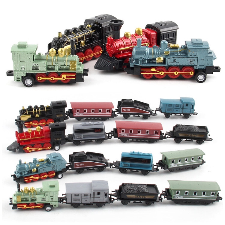 【现货】仿真復古蒸汽小火車 回力車 合金車 火車模型 列車 玩具擺件 工程車 兒童玩具車 交通造型玩具 益智寶寶玩具