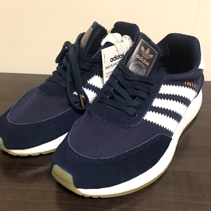 Adidas愛迪達 iniki runner boost 復古 海軍藍 麂皮 藍白 深藍 金標 女 慢跑