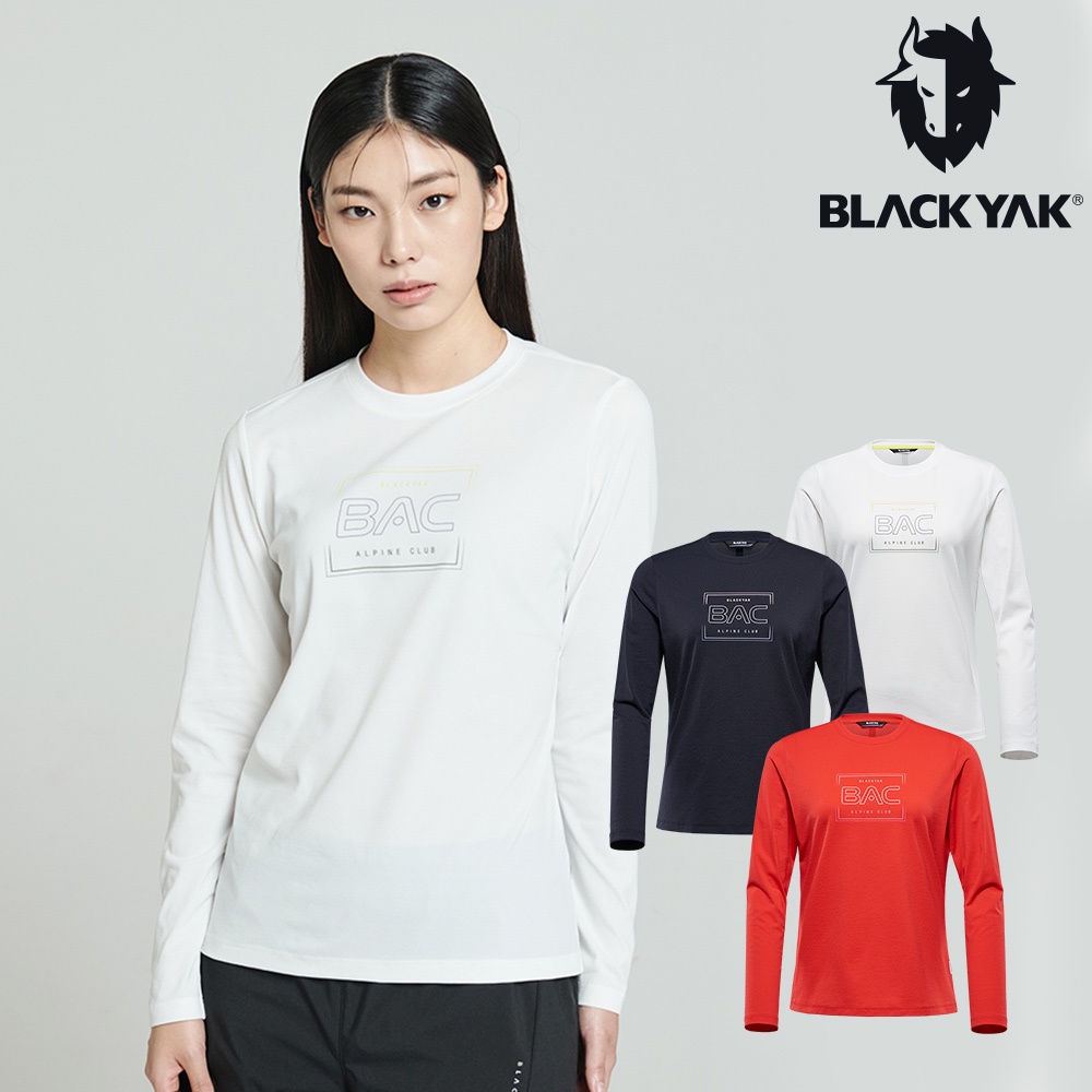 【BLACKYAK】女 BECOME圓領長袖上衣(海軍藍/橘紅色/米白)|運動上衣 登山 機能服 |BYAB2WC702