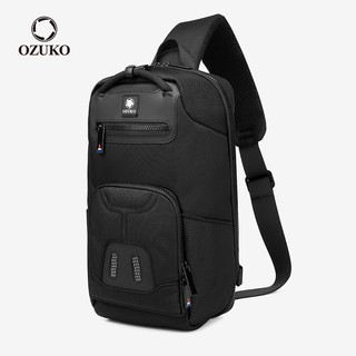 Ozuko 男士胸包防水側背包 適合青少年優質 USB 充電側背包斜背包