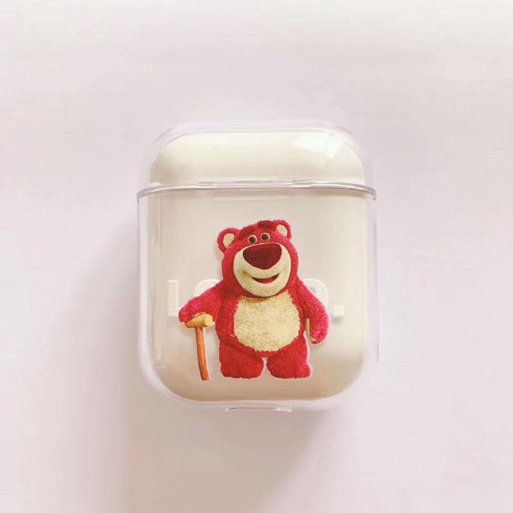 現貨超可愛 熊抱哥/草莓熊 Airpods藍牙收納盒 Apple耳機收納包 蘋果耳機套 PC塑膠 分離 便捷 防摔保護套