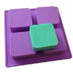 4孔 正方形 -皂中皂 手工皂模具   矽膠模具 蛋糕模具 巧克力模具 手工皂 模具 烘焙模具 製冰盒 渲染模
