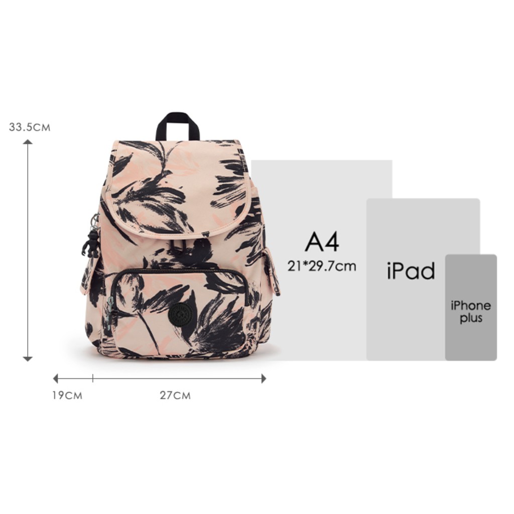 現貨21kipling珊瑚花潑墨拉鍊掀蓋後背包 City Pack S 蝦皮購物