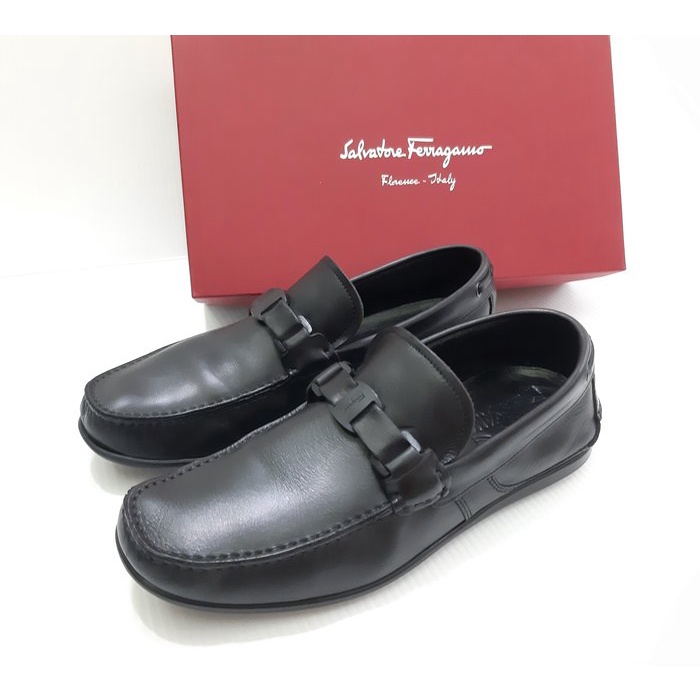 Salvatore Ferragamo 精品正品 黑色 男鞋 皮鞋 樂福鞋 商務鞋 紳士鞋 休閒鞋 UK 7 2E