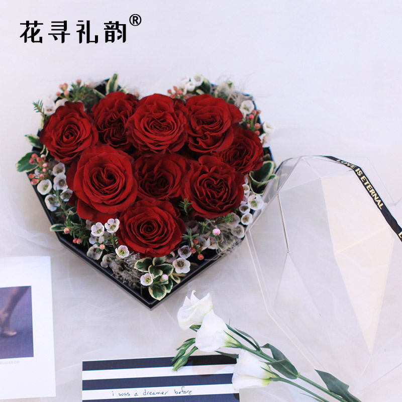 情人節水晶心形透明花盒鮮花包裝盒亞克力愛心玫瑰花束插花盒禮盒 蝦皮購物