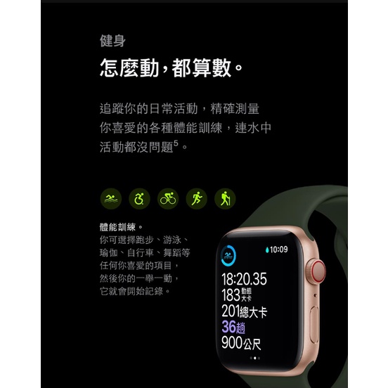 蘋果Apple Watch Series 6 GPS 40/44公釐s6 藍色黑色紅色綠色白色粉色 