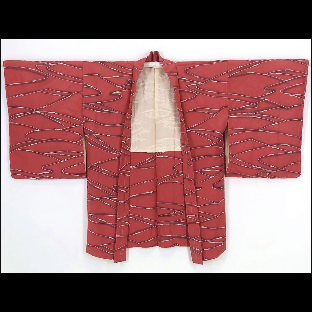 【茶】5-560 日本和服 道中着 羽織短外套 .